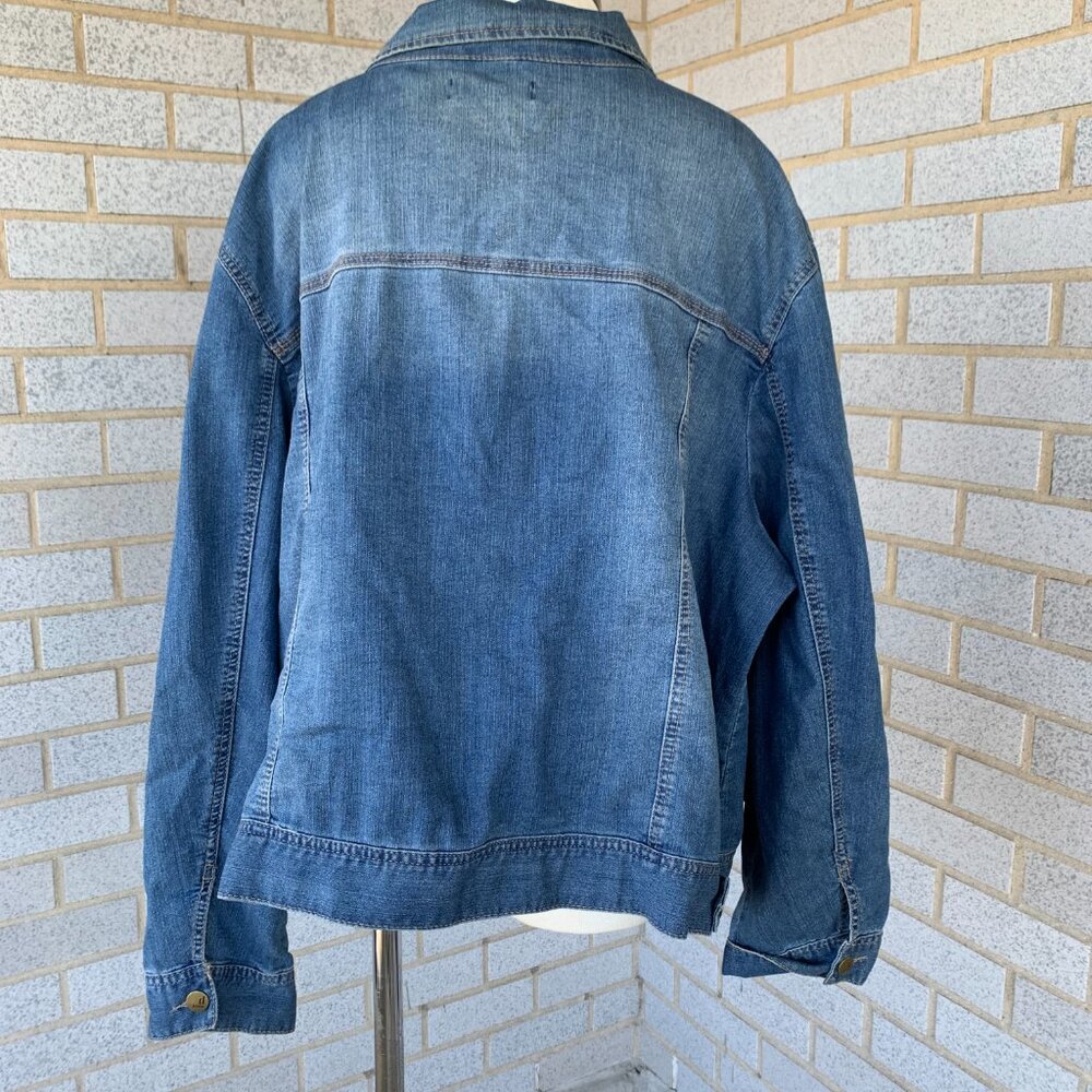 D. JEANS DENIM JACKET SIZE 3X 79% COTTON POLYESTER SPANDEX - Picture 7 of 10